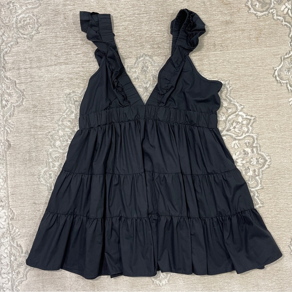 Abercrombie & Fitch Ruffle Tiered Mini Dress Black Petite XLP